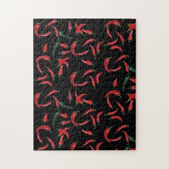 Imposable puzzel Red | Black Chilli Pepper Pattern Jigsaw Puzzle (Vertical)