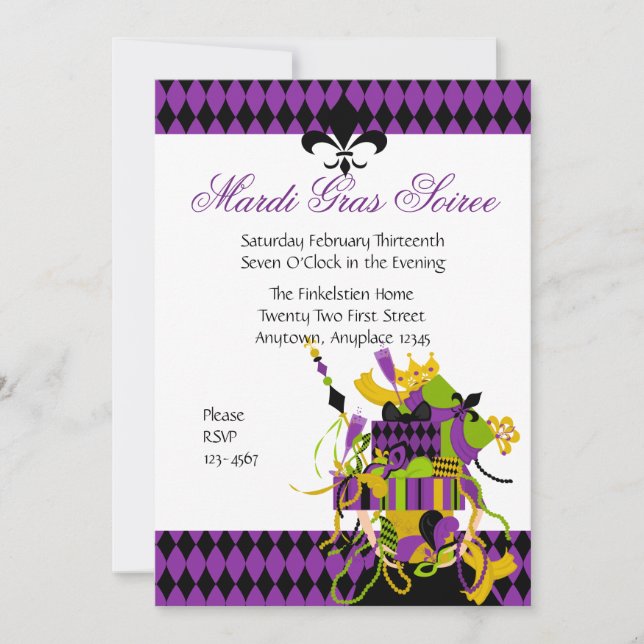 Impossible Mardi Gras Stack Invitation (Front)