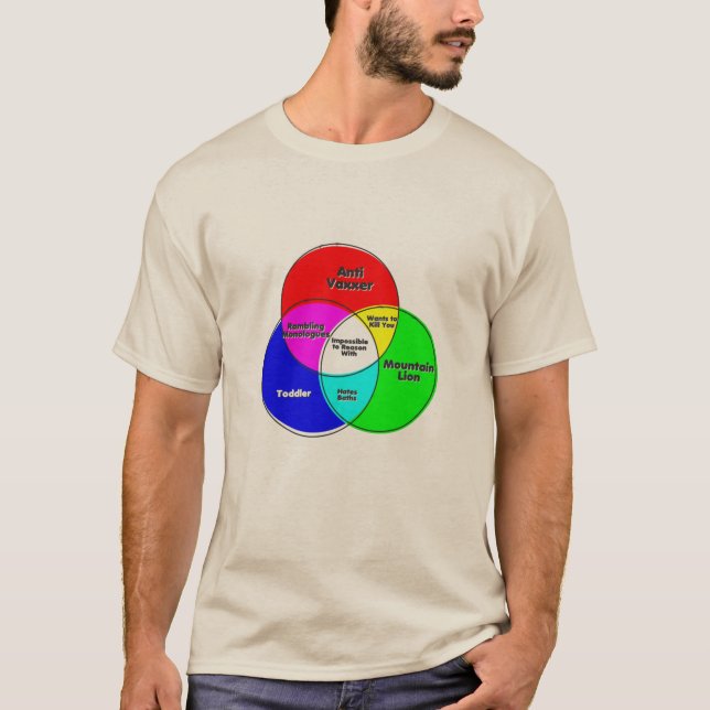 Impossible to Reason With Anti Vaxxer venn diagram T-Shirt (Front)