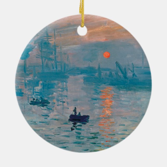 Impression Sunrise claude monet impressionist Ceramic Tree Decoration (Back)