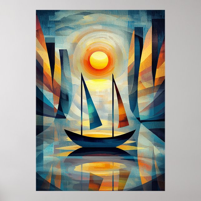 Impression Sunrise - Cubist masterpiece inspired Poster (Front)