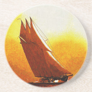 Impression Vintage Racing Yacht Sandstone Coaster
