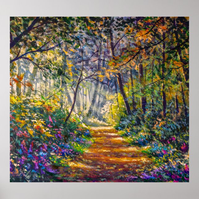 Impressionism Path: Sunny Forest Watercolor Poster (Front)