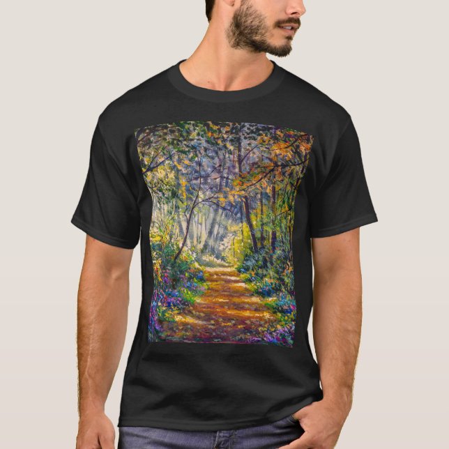 Impressionism Path: Sunny Forest Watercolor T-Shirt (Front)