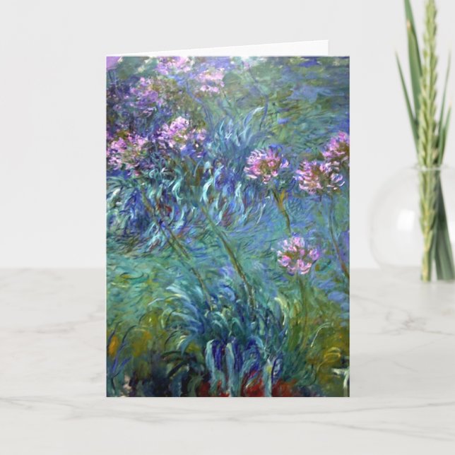 Impressionism Pink Flowers Card (Front)