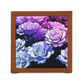 impressionism Shabby Chic Blue Purple Rose Desk Organiser (Back)