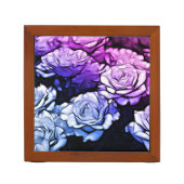 impressionism Shabby Chic Blue Purple Rose Desk Organiser (Front)
