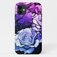 impressionism Shabby Chic Blue Purple Roses