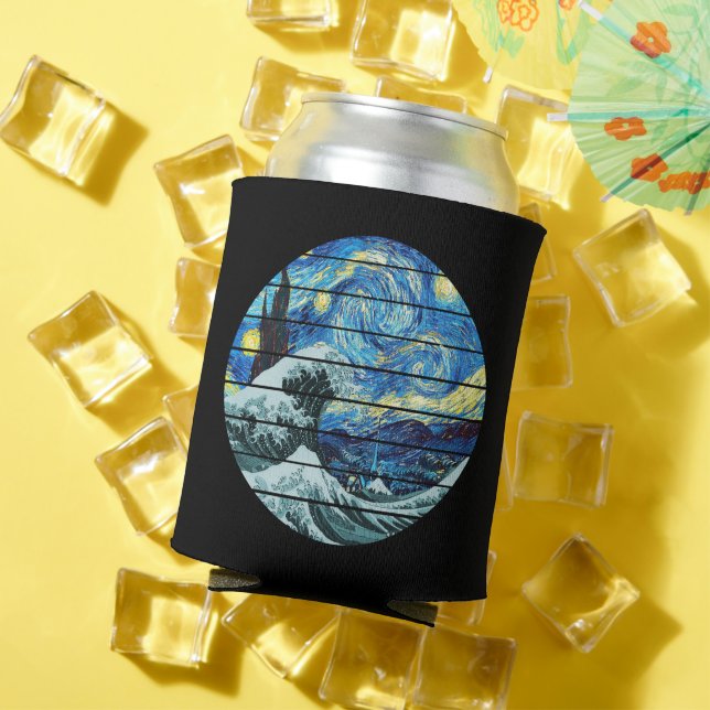 IMPRESSIONISM STARRY NIGHT WAVE OF KANAGAWA ART CAN COOLER (In Situ Summer)