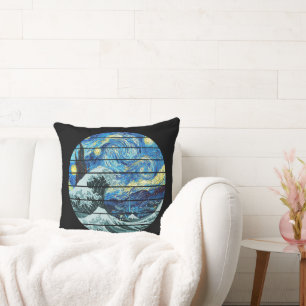 IMPRESSIONISM STARRY NIGHT WAVE OF KANAGAWA ART CUSHION