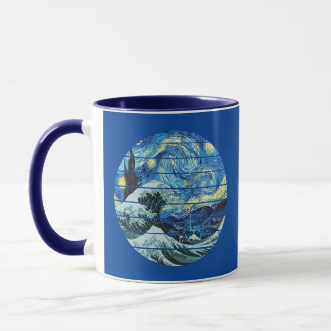 IMPRESSIONISM STARRY NIGHT WAVE OF KANAGAWA ART MUG (Left)