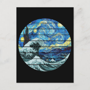 IMPRESSIONISM STARRY NIGHT WAVE OF KANAGAWA ART POSTCARD