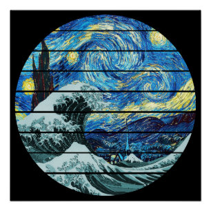 IMPRESSIONISM STARRY NIGHT WAVE OF KANAGAWA ART POSTER