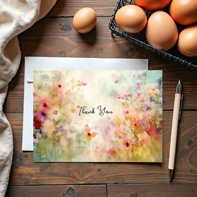 Impressionism Style Flowers Thank You Card (Creator Uploaded)