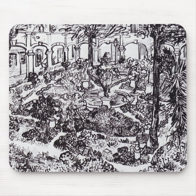 Impressionism Vincent Van Gogh Garten des Hospital Mouse Pad (Front)