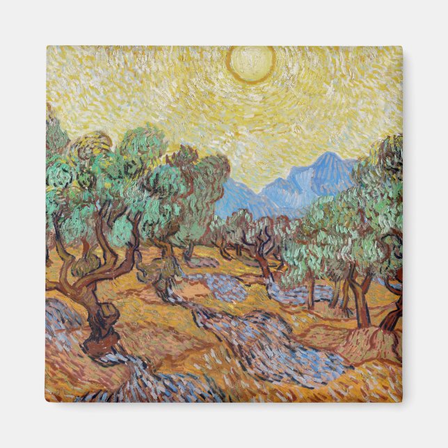 Impressionism Vincent Van Gogh Olive Trees Famous Magnet (Front)