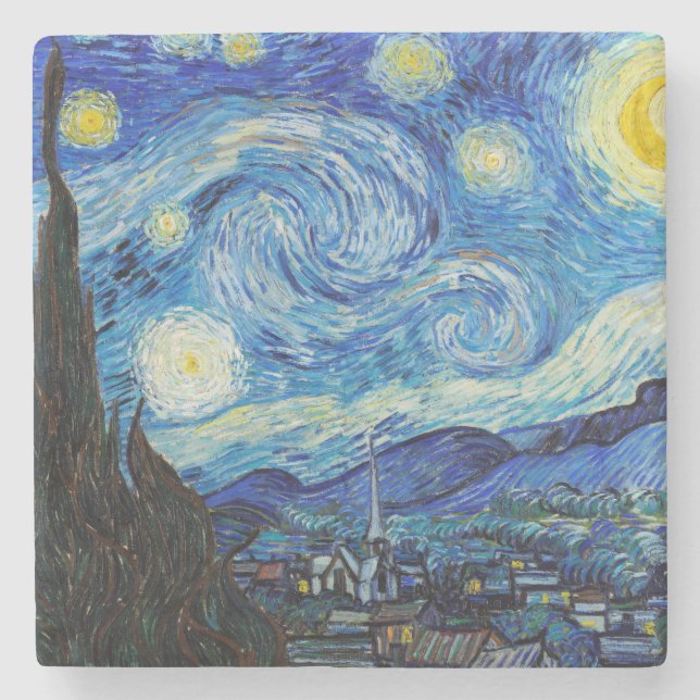 Impressionism Vincent Van Gogh Starry Starry Night Stone Coaster (Front)