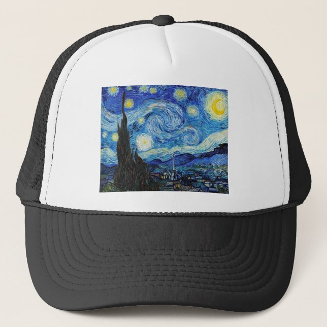 Impressionism Vincent Van Gogh Starry Starry Night Trucker Hat (Front)
