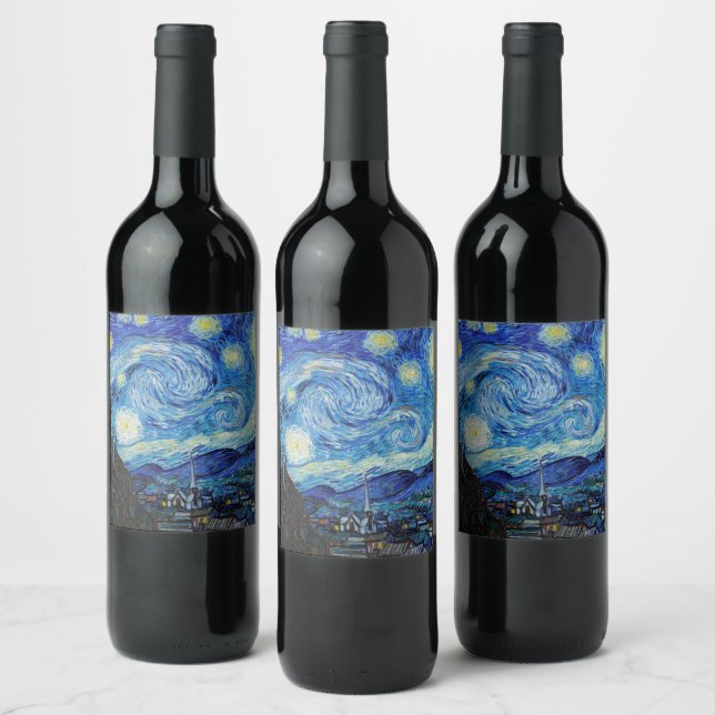Impressionism Vincent Van Gogh Starry Starry Night Wine Label (Bottles)