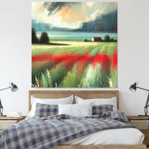 Impressionist Abstract Landscape with Storm Cloud Canvas Print