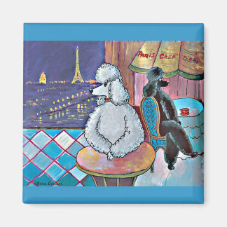 Impressionist Art Poodles Paris Cafe Magnets