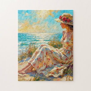 Impressionist Beach Lady Oil Painting – Summer Jigsaw Puzzle