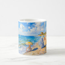 Impressionist Beach Scene – People by the Sea Art