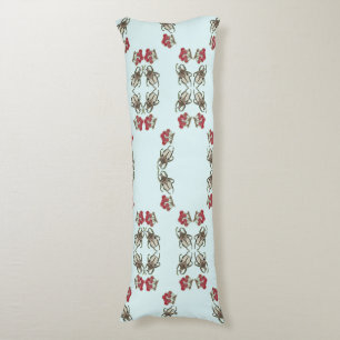 Impressionist Beetle & Cherry Watercolor Pattern Body Cushion