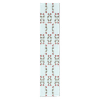 Impressionist Beetle & Cherry Watercolor Pattern Short Table Runner