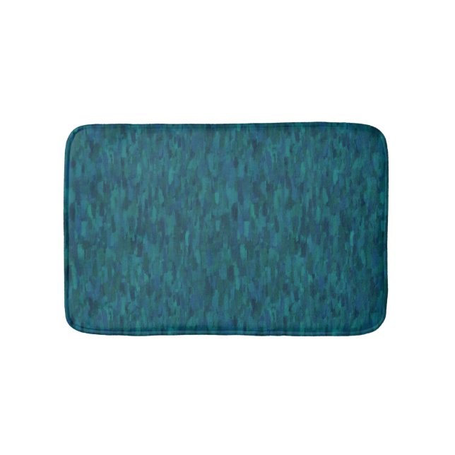 Impressionist Brush Strokes, Navy, Teal, Blue Bath Mat (Front)