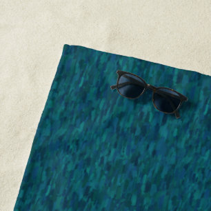 Impressionist Brush Strokes, Navy, Teal, Blue Beach Towel