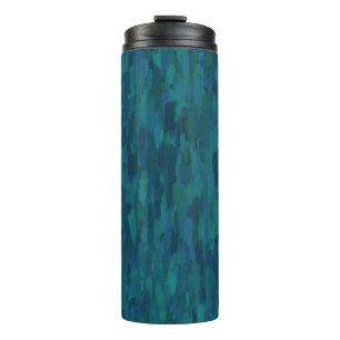 Impressionist Brush Strokes, Navy, Teal, Blue Thermal Tumbler