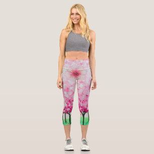 Impressionist cherry blossoms capri leggings