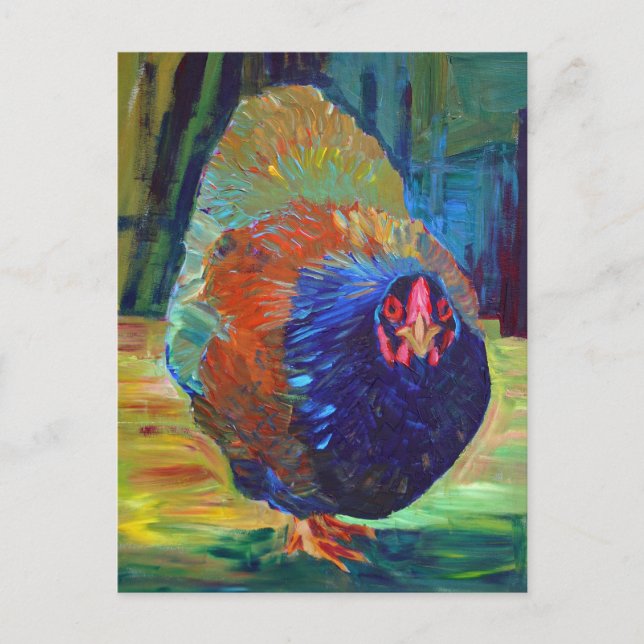 Impressionist chicken art postcard (Front)