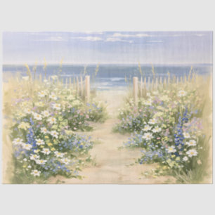 Impressionist Coastal Flowers Decoupage Tissue Paper