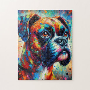 Impressionist Colorful Pop Art Boxer Dog Painting  Jigsaw Puzzle