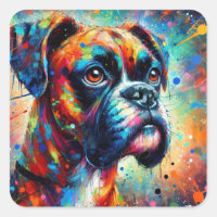 Impressionist Colourful Pop Art Boxer Dog Painting