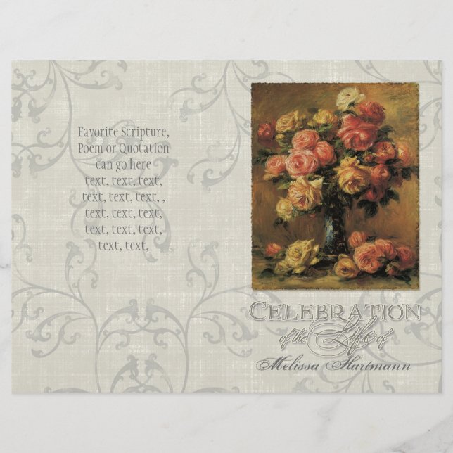 Impressionist Coral Yellow Rose 2 Memorial Service (Front)