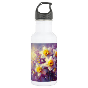 Impressionist Daffodil Floral Purple Yellow Art 532 Ml Water Bottle