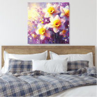 Impressionist Daffodil Floral Purple Yellow Art