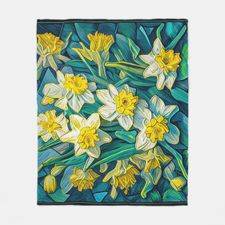Impressionist Daffodils Fleece Blanket