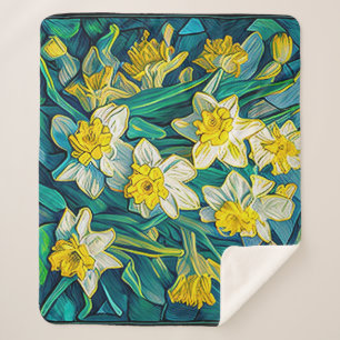 Impressionist Daffodils  Sherpa Blanket