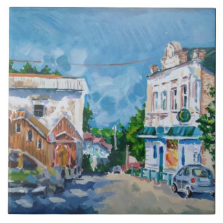 Impressionist European Townscape Ceramic Tile | Fi