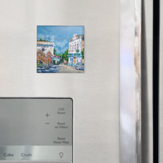 Impressionist European Townscape Circle Fridge Mag Magnet