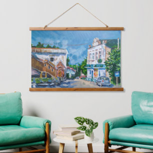 Impressionist European Townscape Horizontal Canvas Hanging Tapestry