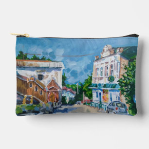 Impressionist European Townscape Small Cosmetic Po Accessory Pouch