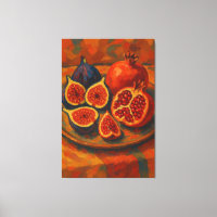 Impressionist Fig and Pomegranate Still Life