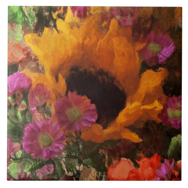 Impressionist Floral Bouquet Tile (Front)