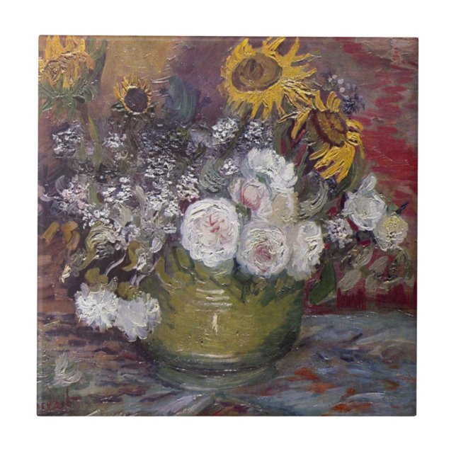 Impressionist Floral Still Life - Vincent van Gogh Tile (Front)