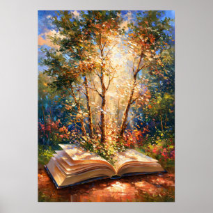 Impressionist Forest From Pages Book Lover Art Poster